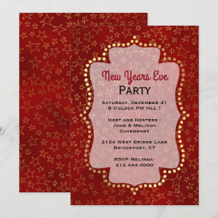 Invitation à la réveillon des Etoiles Rouge et Or