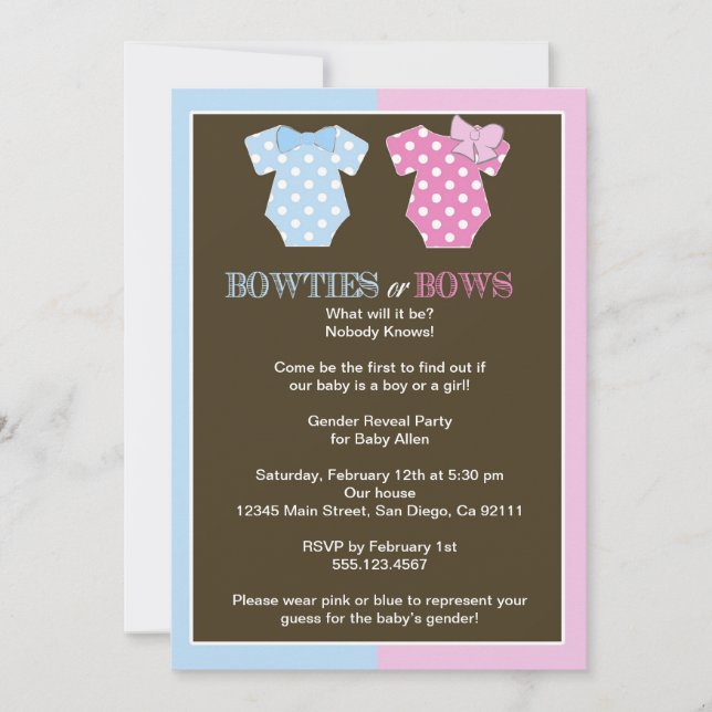 Invitation à la révélation de genre de Bowties ou  (Devant)
