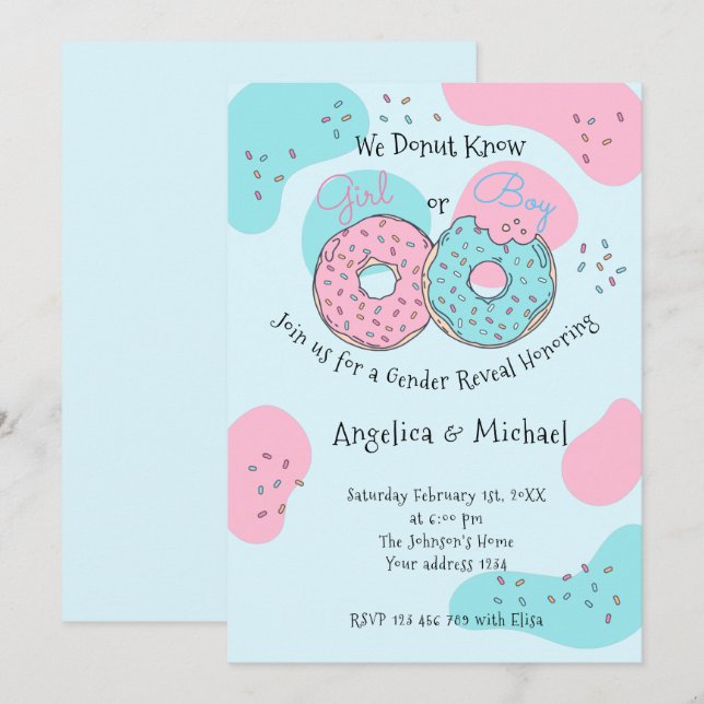 Invitation à la révélation de genre Donut (Devant / Derrière)