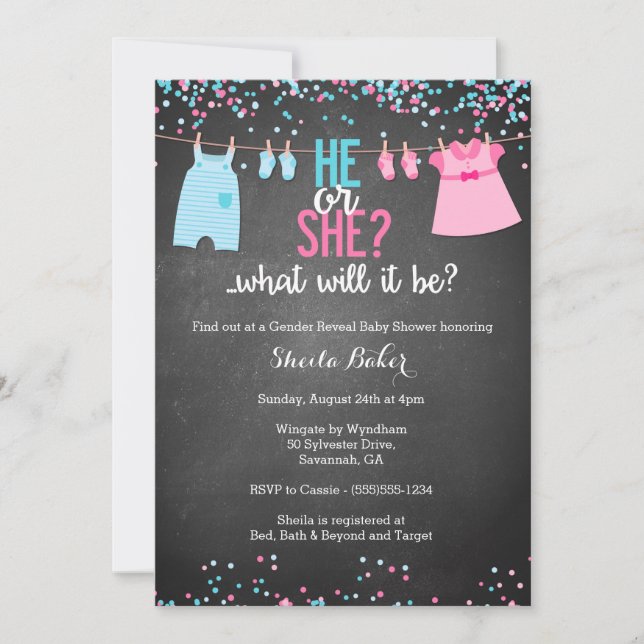 Invitation à la révélation de l'Baby shower des se (Devant)