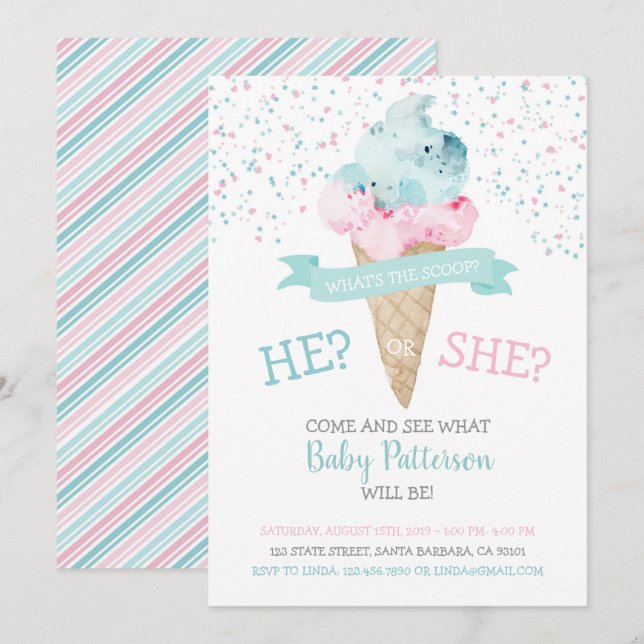Invitation à la révélation du genre Glace Cream Pa (Devant / Derrière)