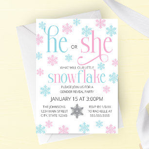 Invitation à la révélation du sexe de bébé Flocon 