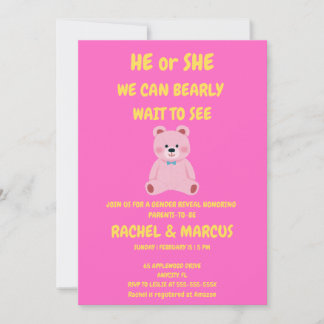 Invitation à la révélation du sexe de l'ours en pe