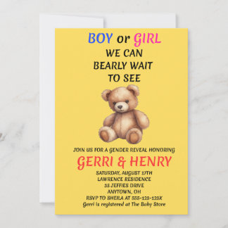Invitation à la révélation du sexe de l'ours en pe