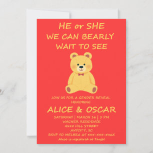 Invitation à la révélation du sexe de Teddy Bear