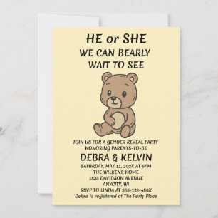 Invitation à la révélation du sexe de Teddy Bear