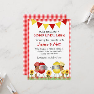 Invitation à la révélation du sexe du bébé au barb