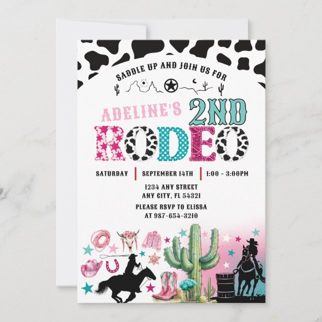 Invitation à la revue de rodéo Cowgirl (Devant)