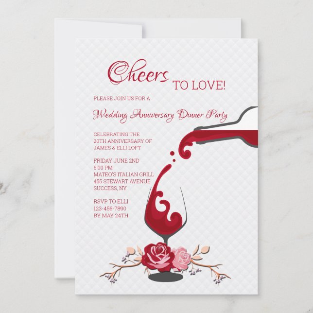 Invitation À la Saint-Valentin, dîner de fête d'anniversaire  (Devant)