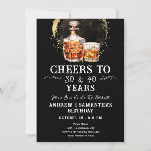 Invitation À la santé du double anniversaire adulte de Whiske