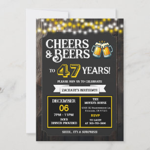 Invitation À la santé et bières pour 47 ans, surprise dans le