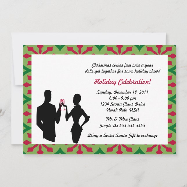 Invitation à la Silhouette Couple Holiday Party (Devant)