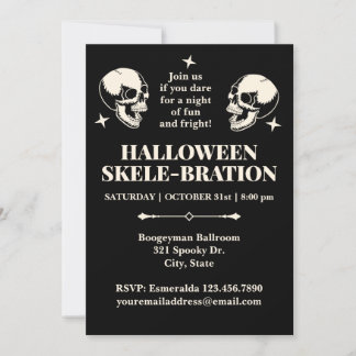 Invitation à la Skele-bration d'Halloween Crânes R