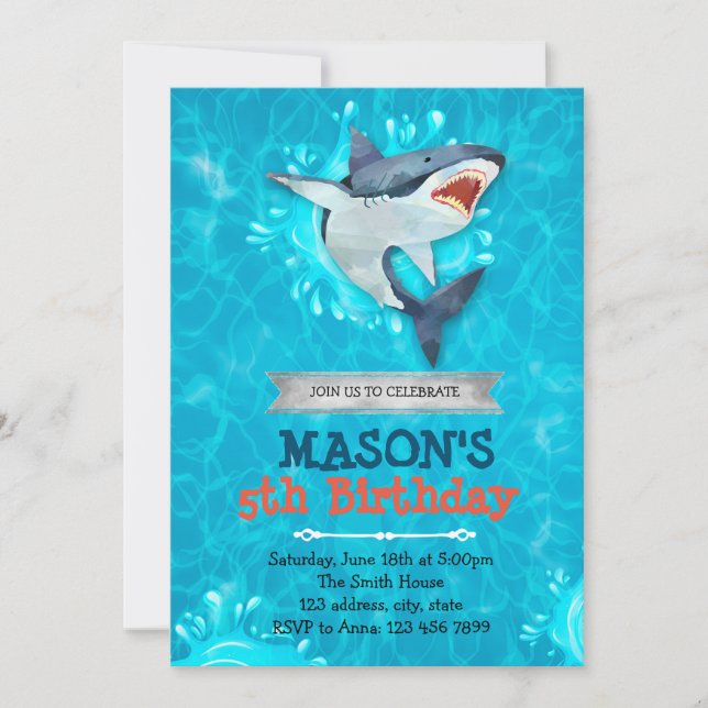 Invitation à la soirée à thème des requins (Devant)