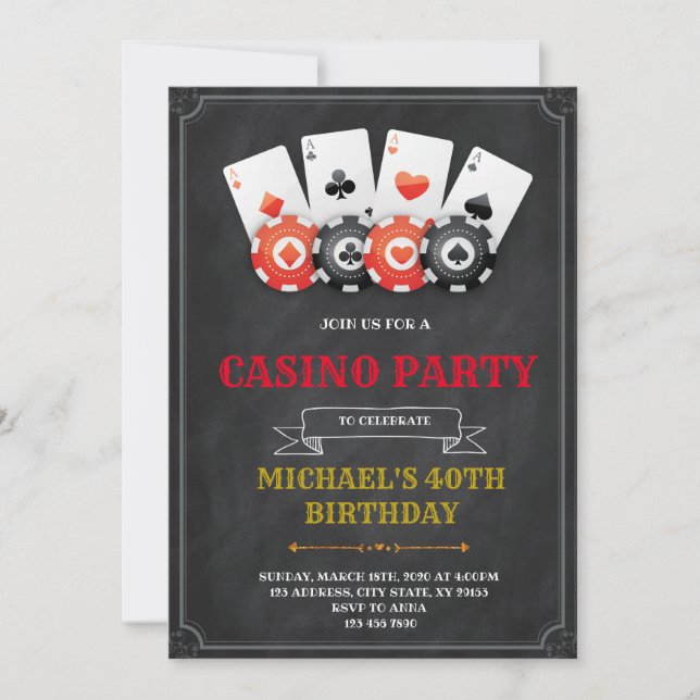 Invitation à la soirée casino de Game night (Devant)
