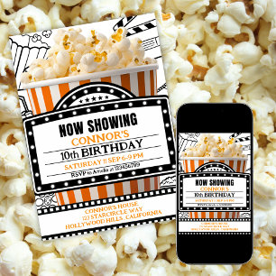 Invitation à la soirée cinéma au pop corn et orang