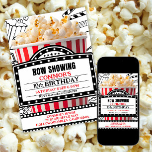 Invitation à la soirée cinéma Popcorn Rouge