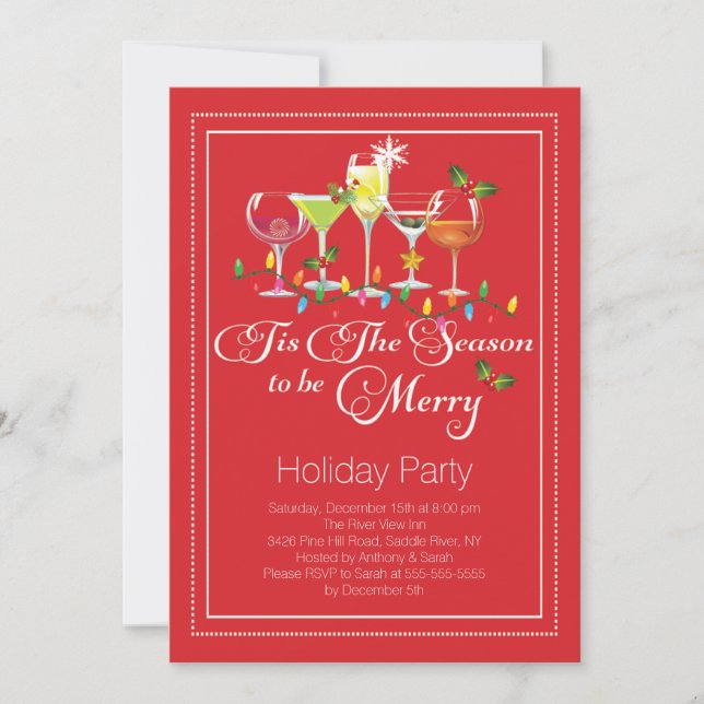 Invitation à la soirée Cocktail Be Merry Holiday (Devant)