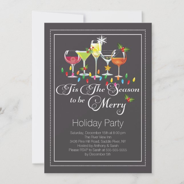Invitation à la soirée Cocktail Be Merry Holiday (Devant)