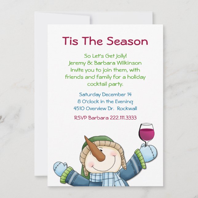 Invitation à la soirée Cocktail de Jolly Snowman (Devant)
