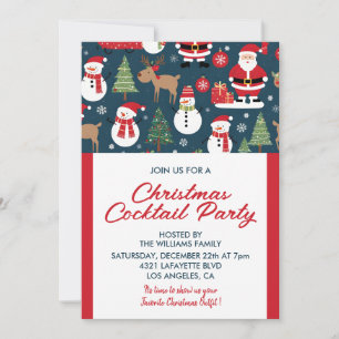 Invitation à la soirée cocktail de Noël cerf santa