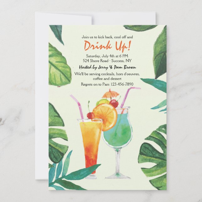 Invitation à la soirée Cocktail d'été (Devant)