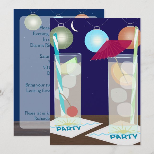 Invitation à la soirée Cocktail d'été (Devant / Derrière)