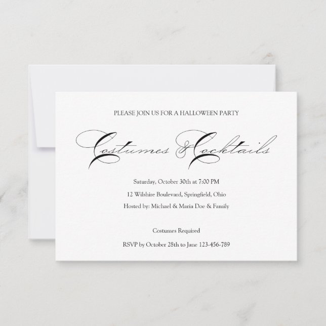 Invitation à la soirée Cocktail d'Halloween (Devant)