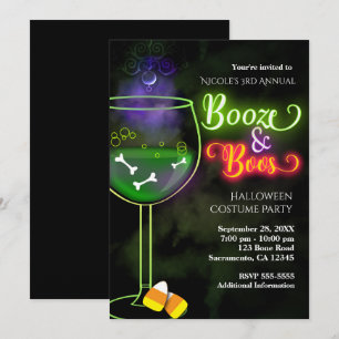Invitation à la soirée cocktail Halloween Booze et