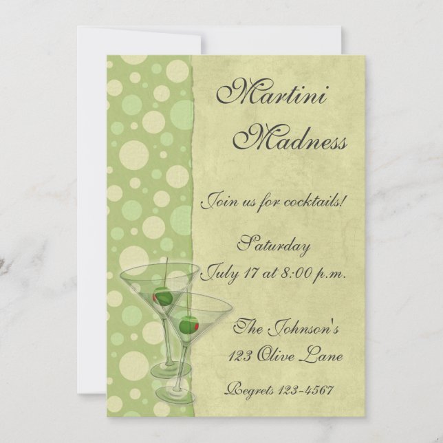 Invitation à la soirée cocktail Martini (Devant)