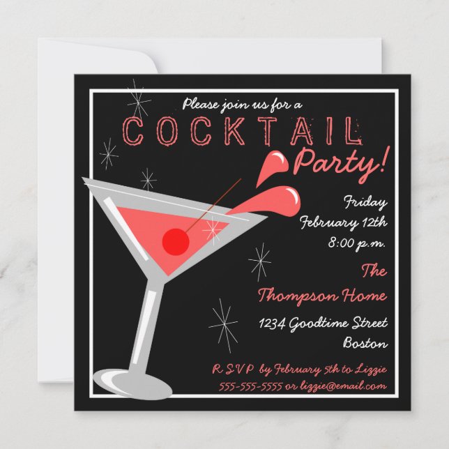 Invitation à la soirée cocktail Martini (Devant)