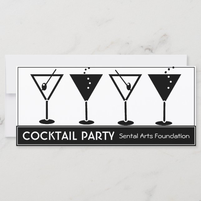 Invitation à la soirée Cocktail noir et blanc (Devant)