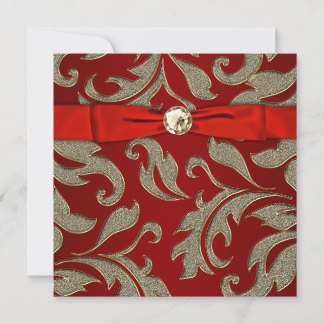 Invitation à la soirée cravate noire Or Rouge (Devant)