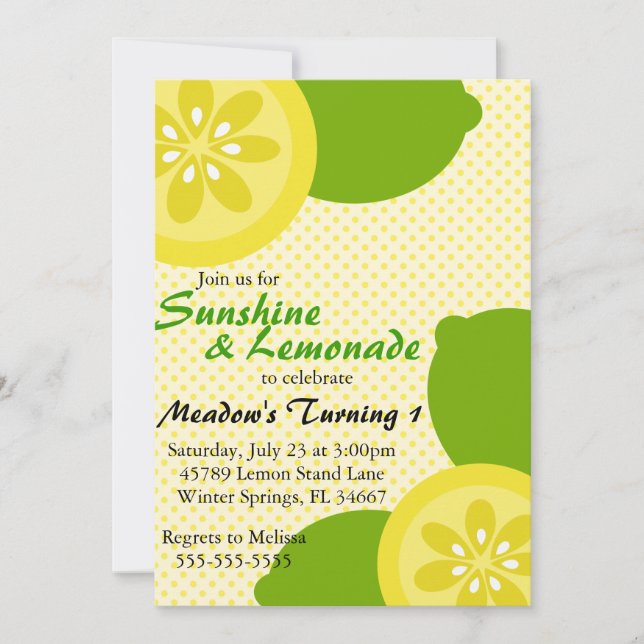 Invitation à la soirée Cute Sunshine & Lemonade (Devant)