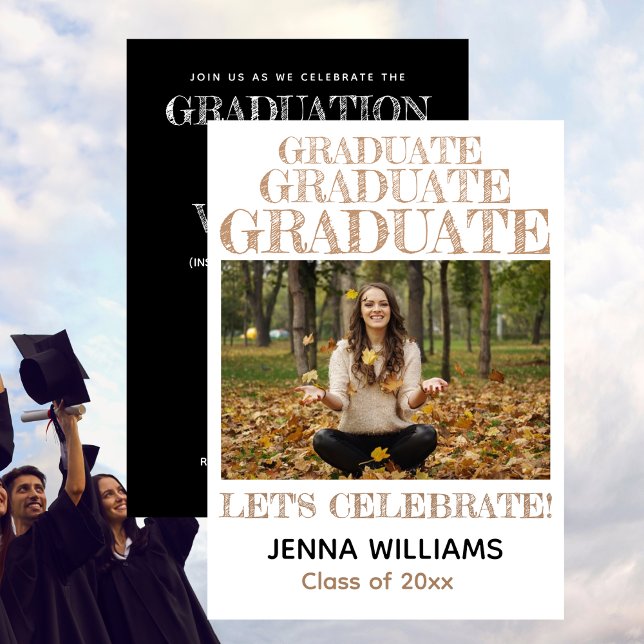 Invitation à la soirée d'annonce des photos de rem (Graduate Photo Announcement Party Invitation)