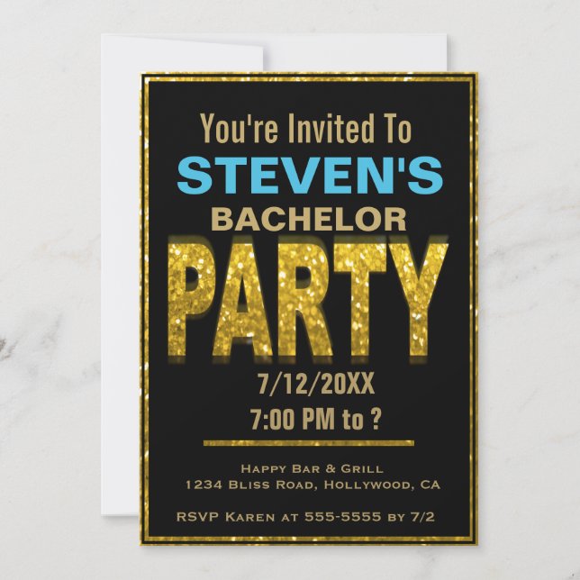 Invitation à la soirée de Bachelor | Or (Devant)