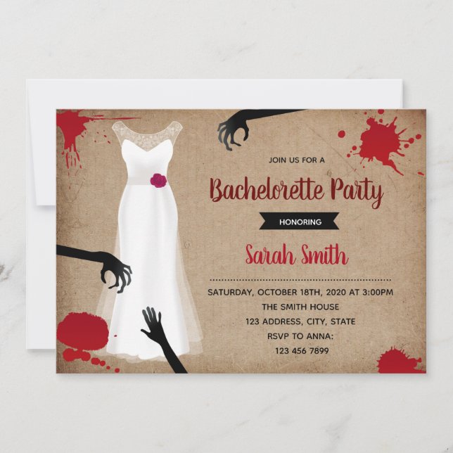 Invitation à la soirée de bachelorette Zombie (Devant)