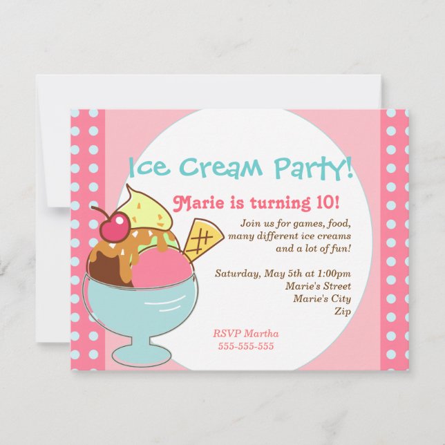 Invitation à la soirée de glaces (Devant)