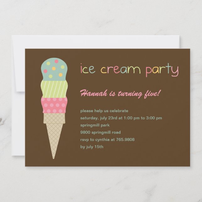 Invitation à la soirée de glaces (Devant)