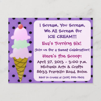 Invitation à la soirée de glaces