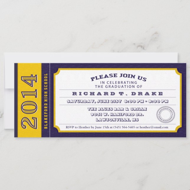 Invitation à la soirée de graduation Purple & Gold (Devant)