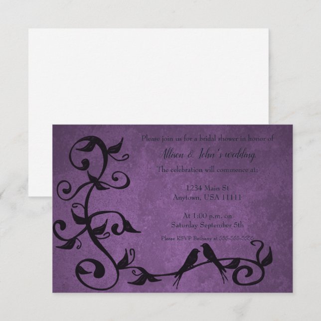 Invitation à la soirée de mariage pour les tourter (Devant / Derrière)