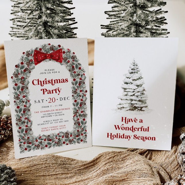 Invitation à la soirée de Noël avec un nœud rouge  (Créateur téléchargé)