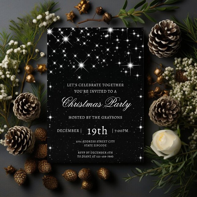 Invitation à la soirée de Noël Elegant Sparkle (Créateur téléchargé)