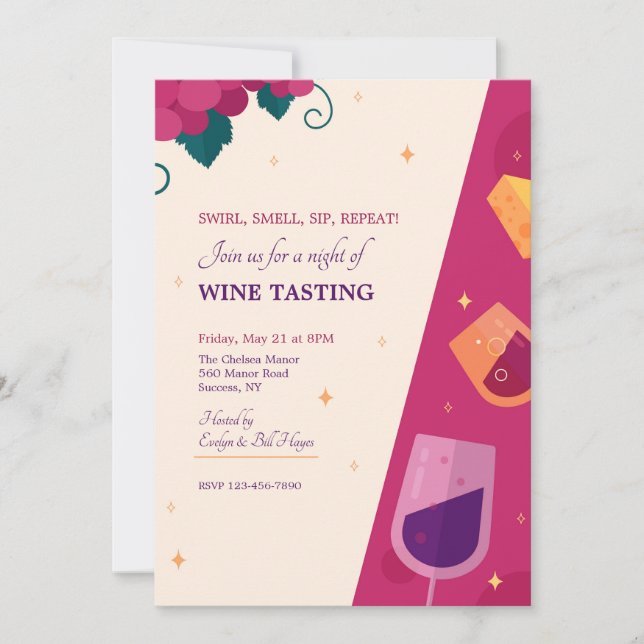 Invitation à la soirée dégustation de vin (Devant)