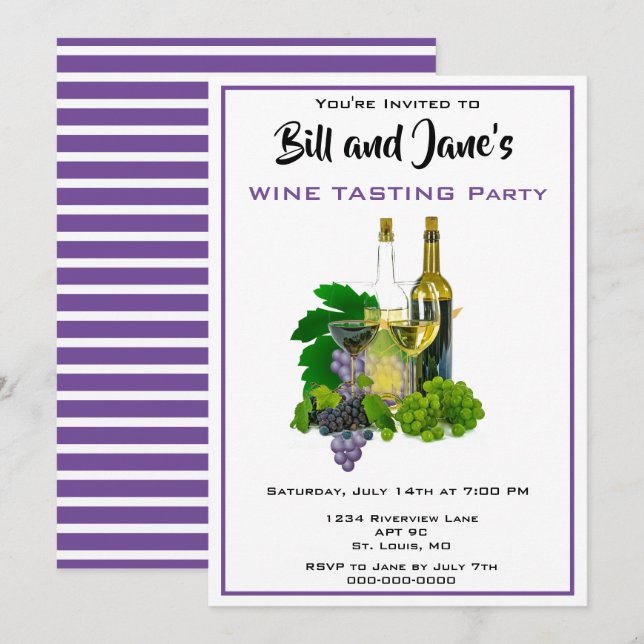 Invitation à la soirée dégustation de vin (Devant / Derrière)