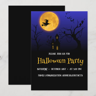 Invitation à la soirée d'Halloween de la pleine lu