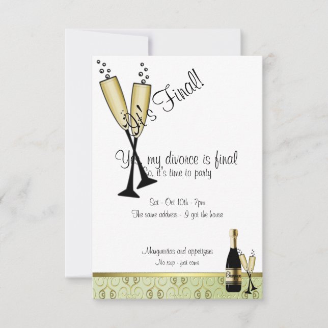 Invitation à la soirée Divorce Champagne (Devant)