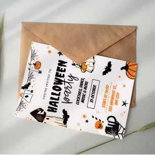 Invitation à la soirée Halloween Orange et Noir