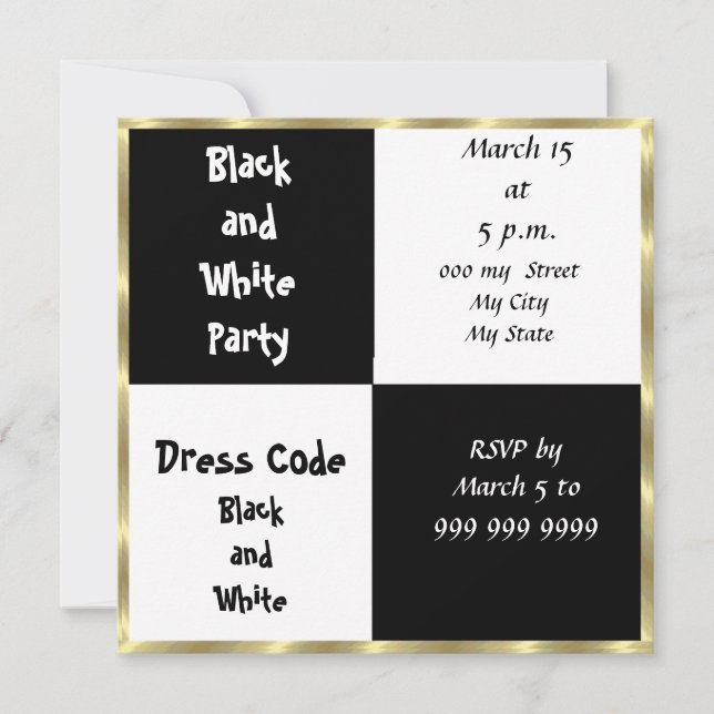 Invitation à la soirée Noir et Blanc (Devant)